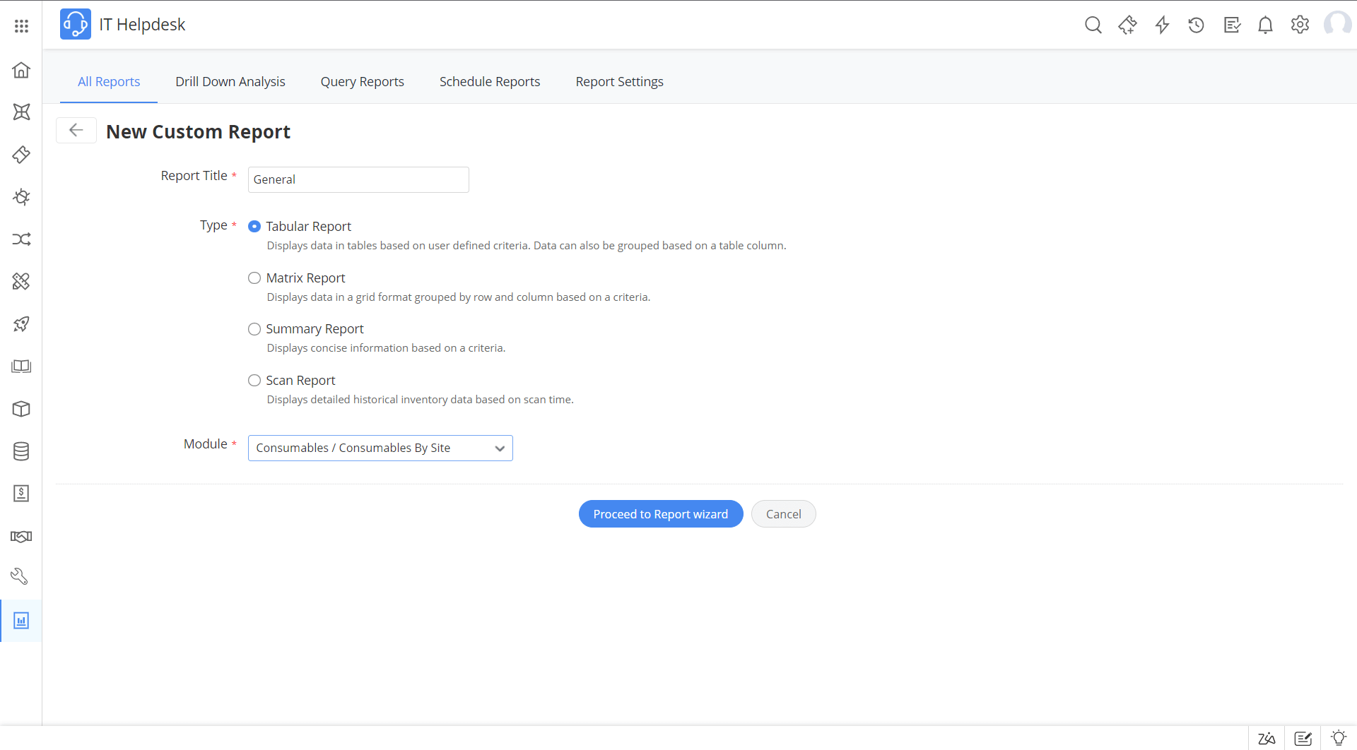 New custom reports module