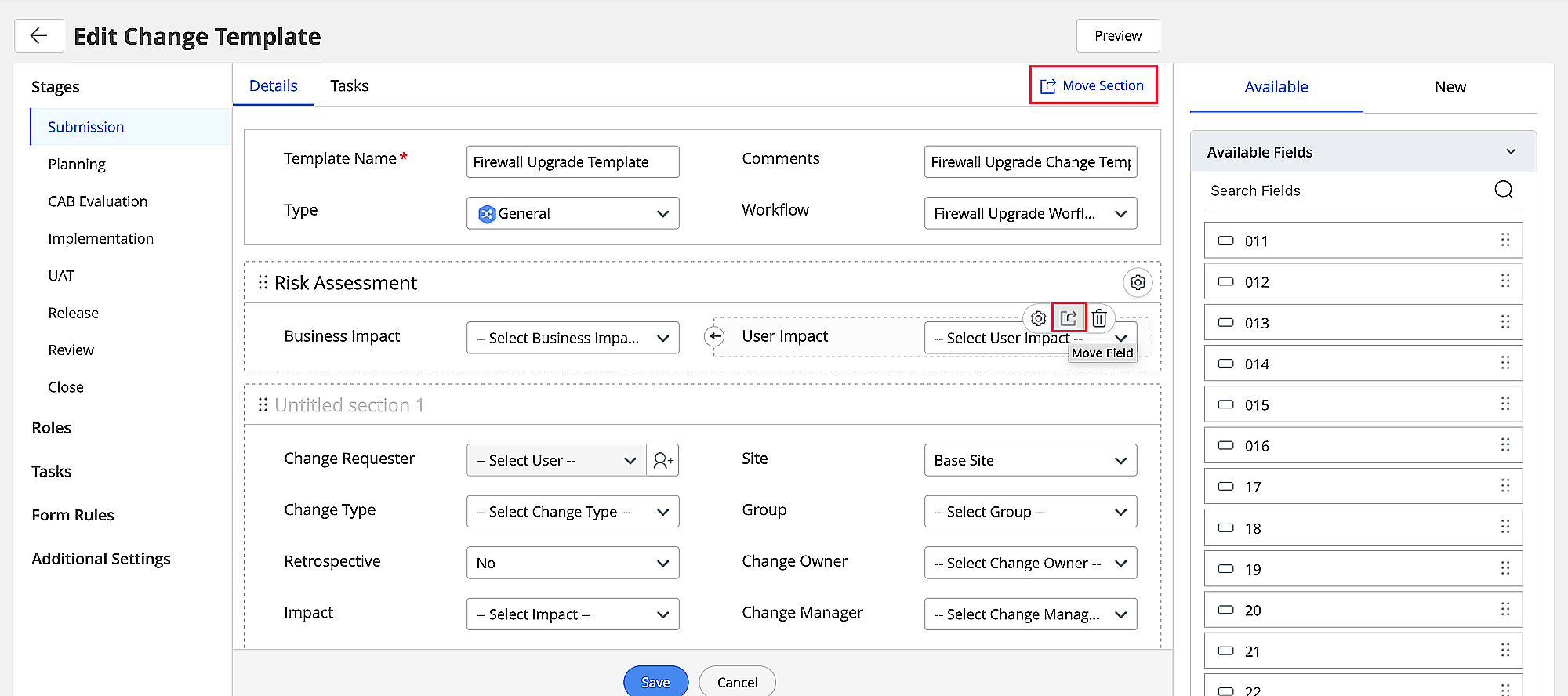 Move additional fields to other stages