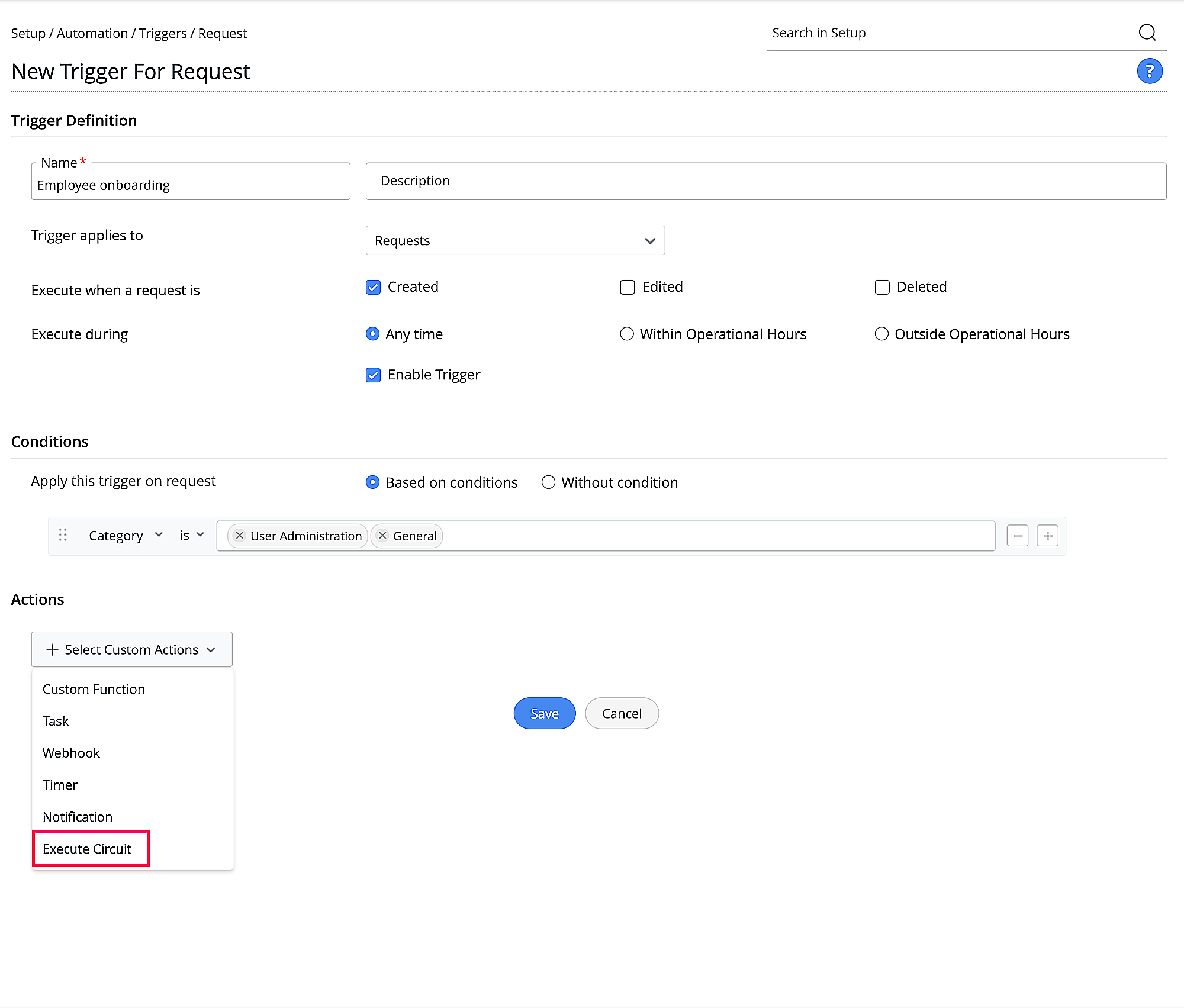 circuits for Requests and Changes
