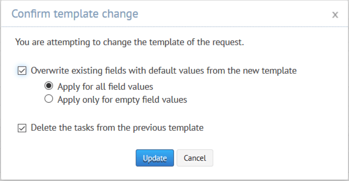 Confirm template change