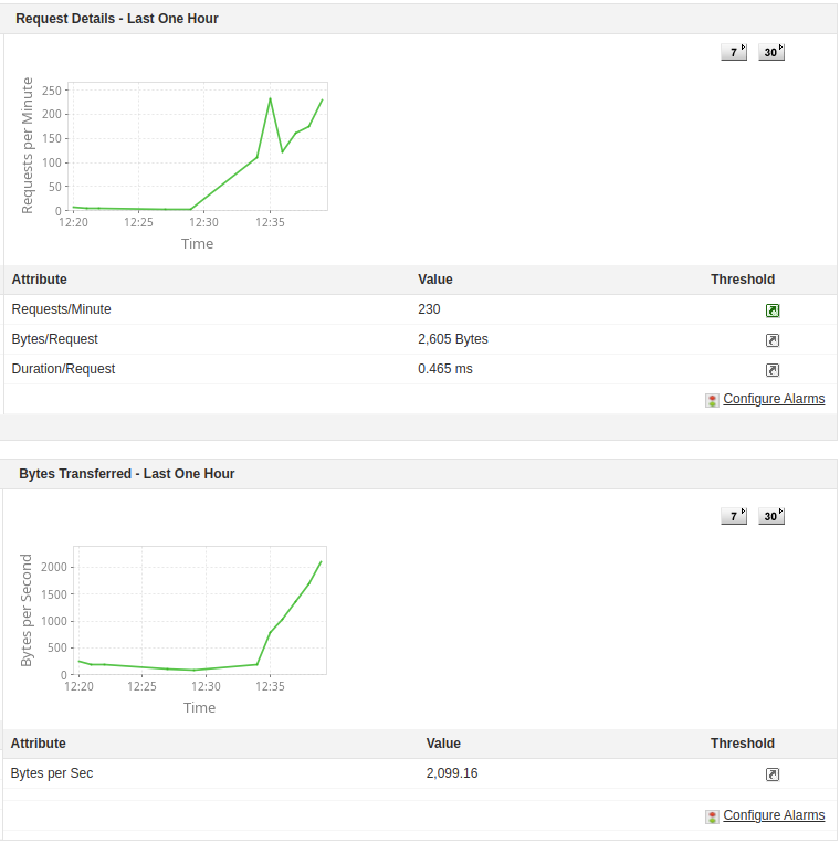 Apache Server Monitor - Incoming Requests Overview Tracking incoming server traffic and requests using an Apache monitoring tool