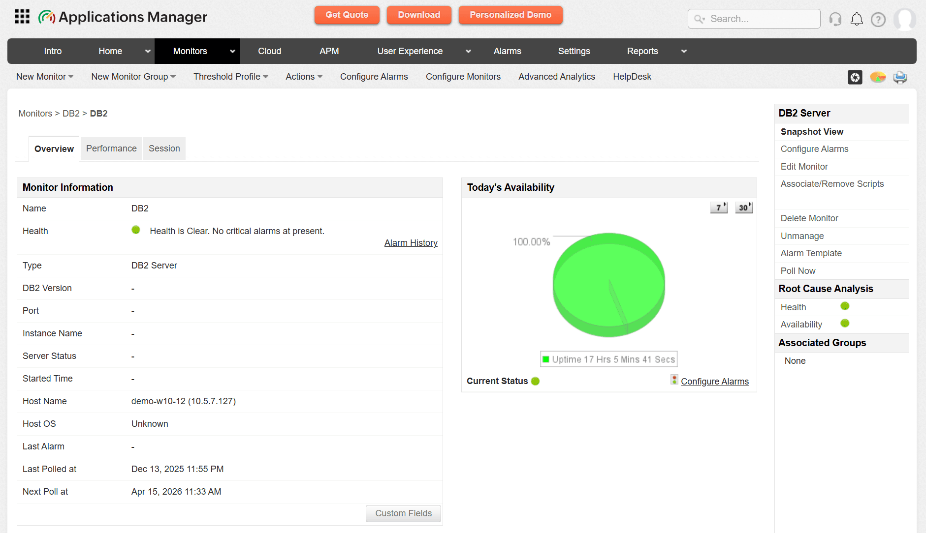 IBM DB2 Monitoring Dashboard- ManageEngine Applications Manager