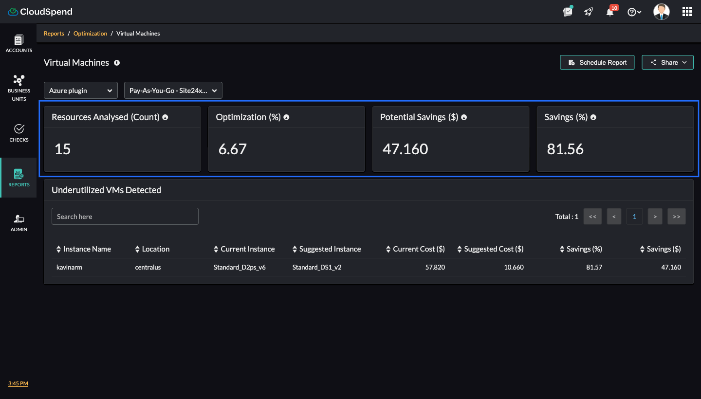 Azure Optimization Report Optimization Report