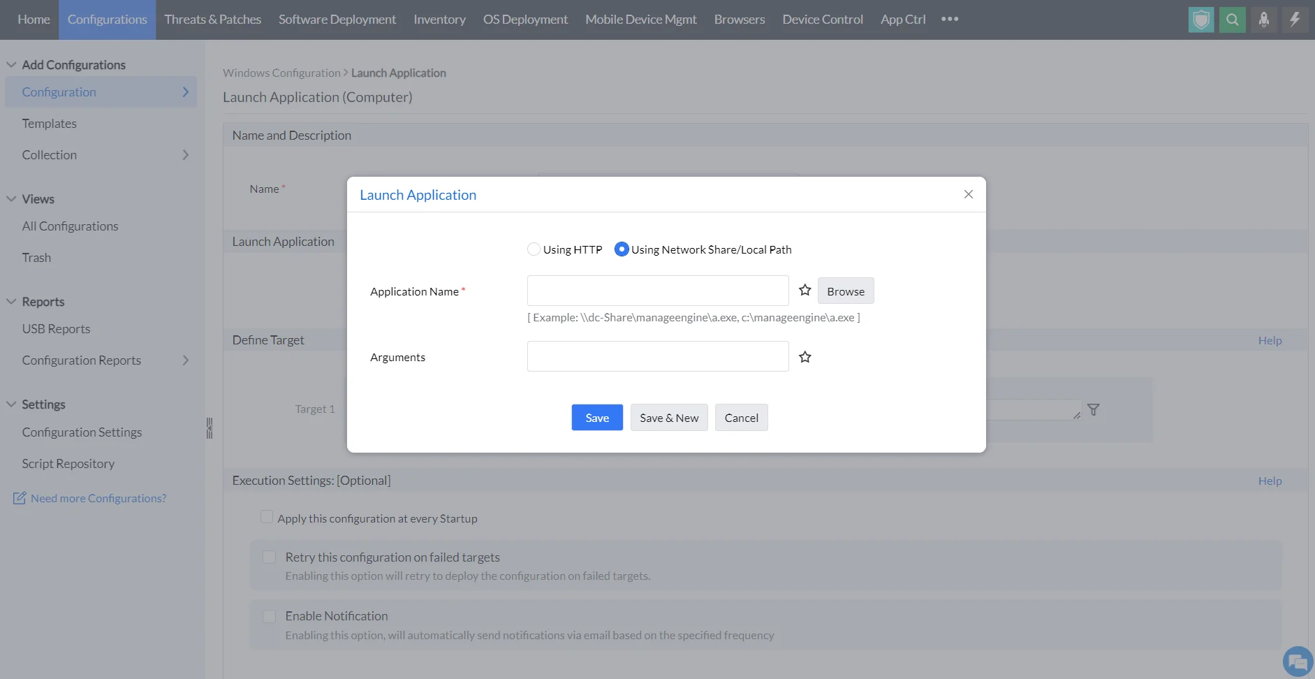launching an application using network share in endpoint central launching an application using network share in endpoint central