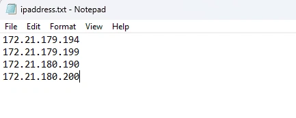Option 4: IP address file Updating the required IPs in the ipaddress.txt file