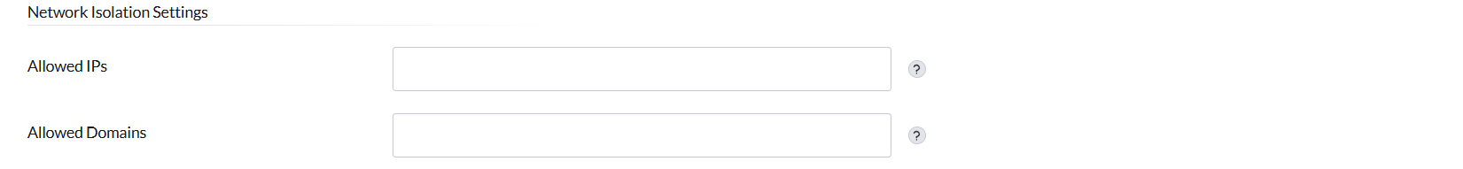 Network Isolation Settings