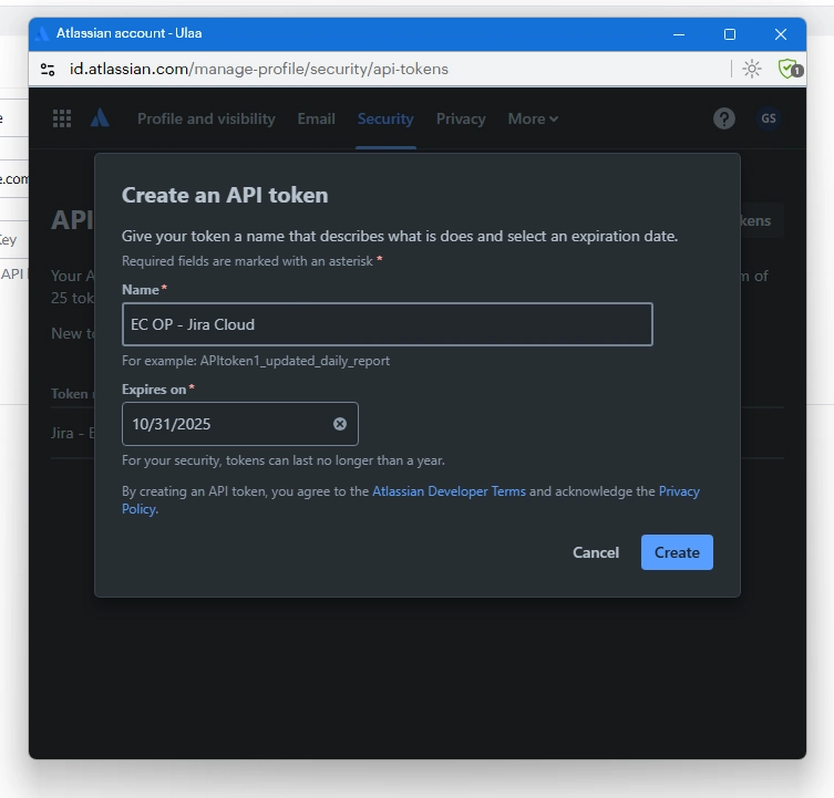 API Token Details API Token Details
