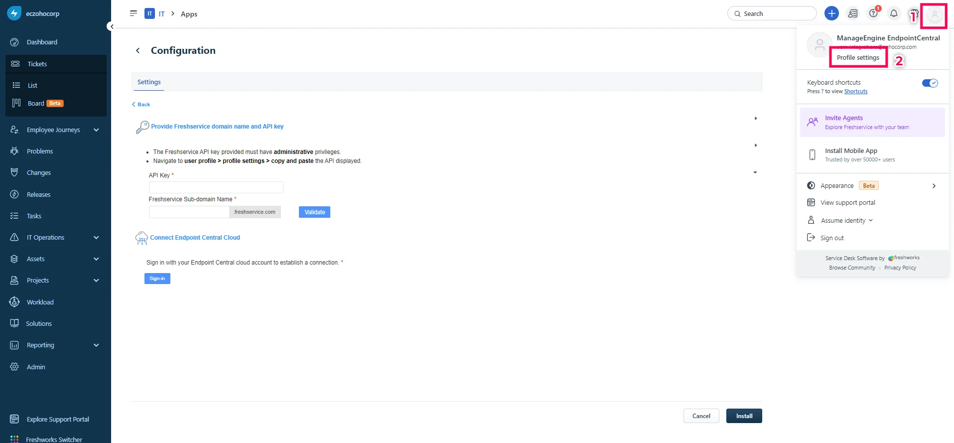 Freshservice API Key Navigation Freshservice API Key Navigation