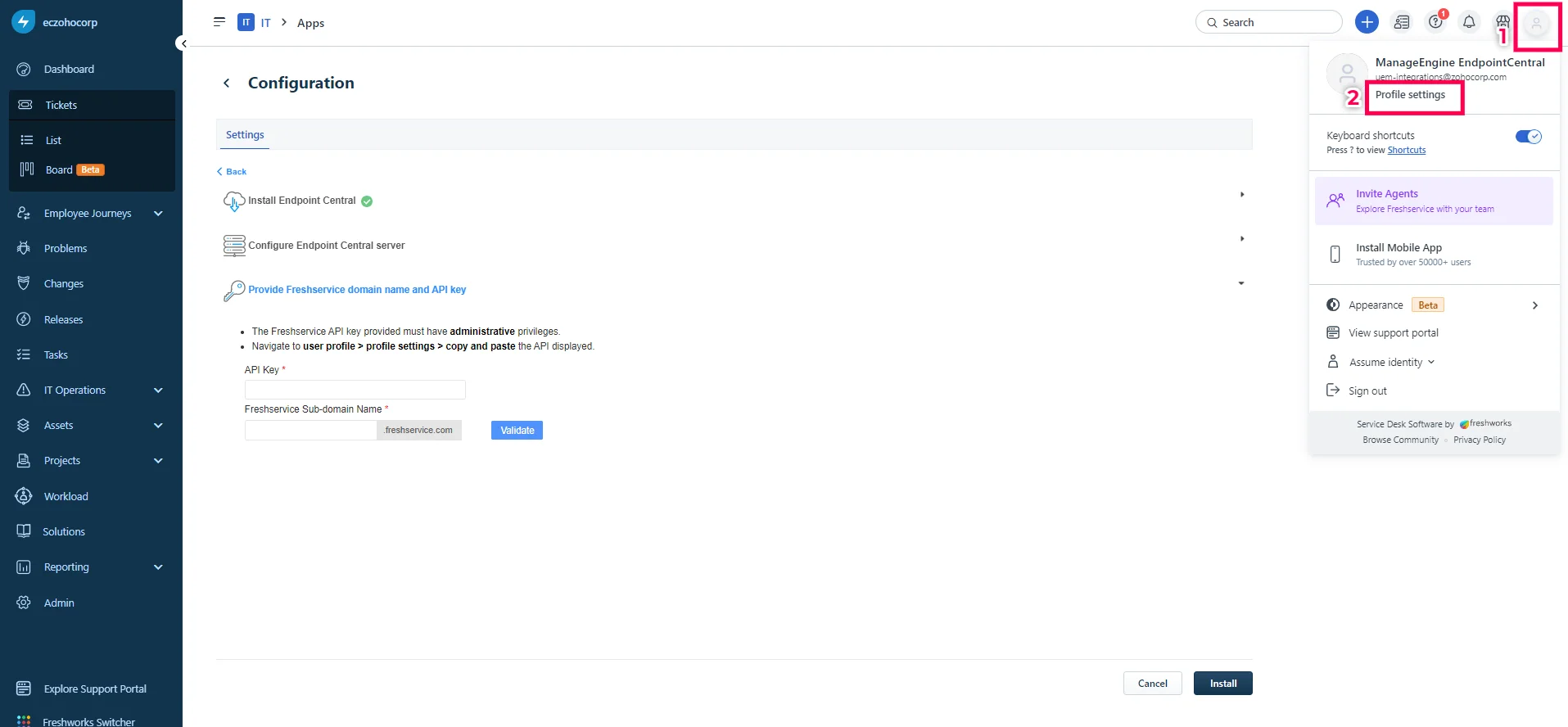 Freshservice API Key Navigation Freshservice API Key Navigation