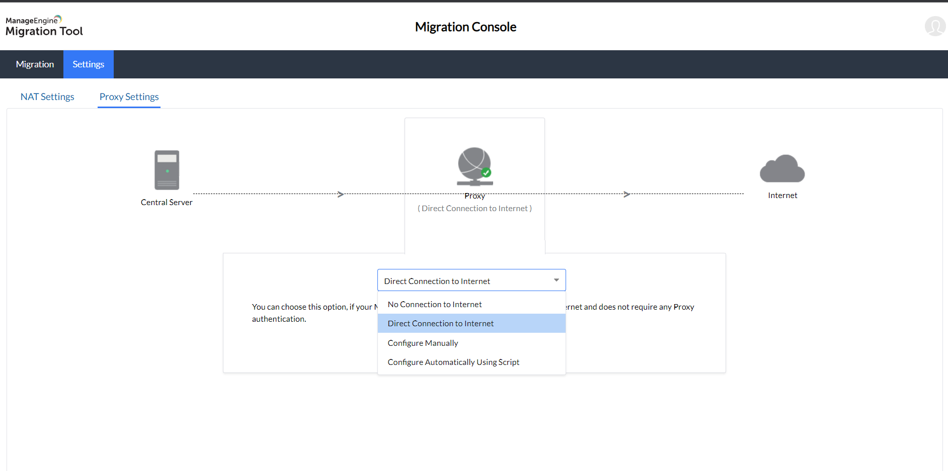 Migration Tool - Proxy Settings