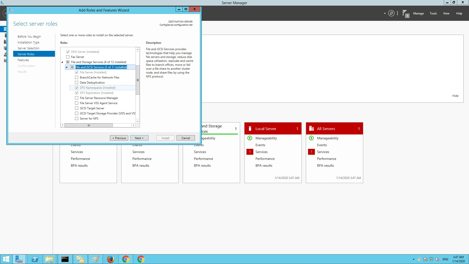 Selecting Server roles from the Add Roles and Features Wizard Selecting Server roles from the Add Roles and Features Wizard