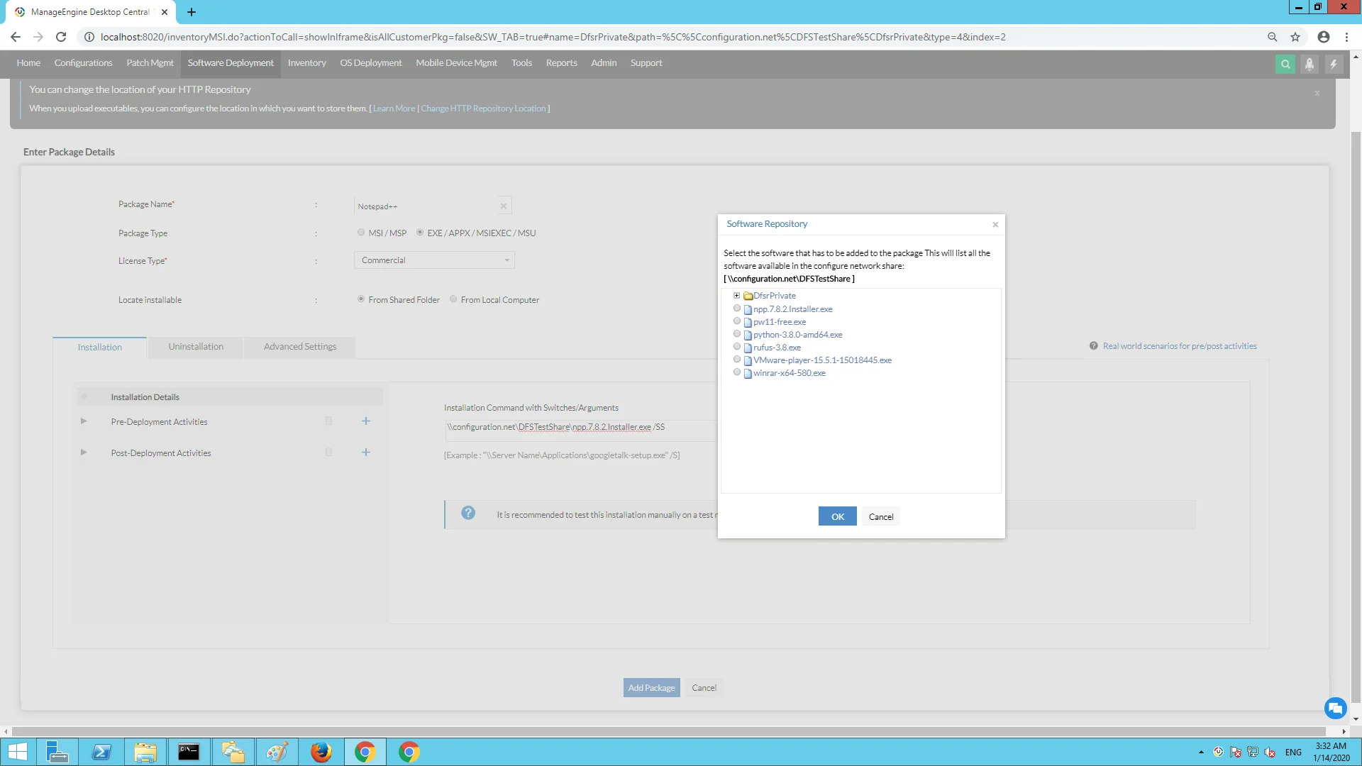 Software packages present in the DFS Share. Software packages present in the DFS Share.