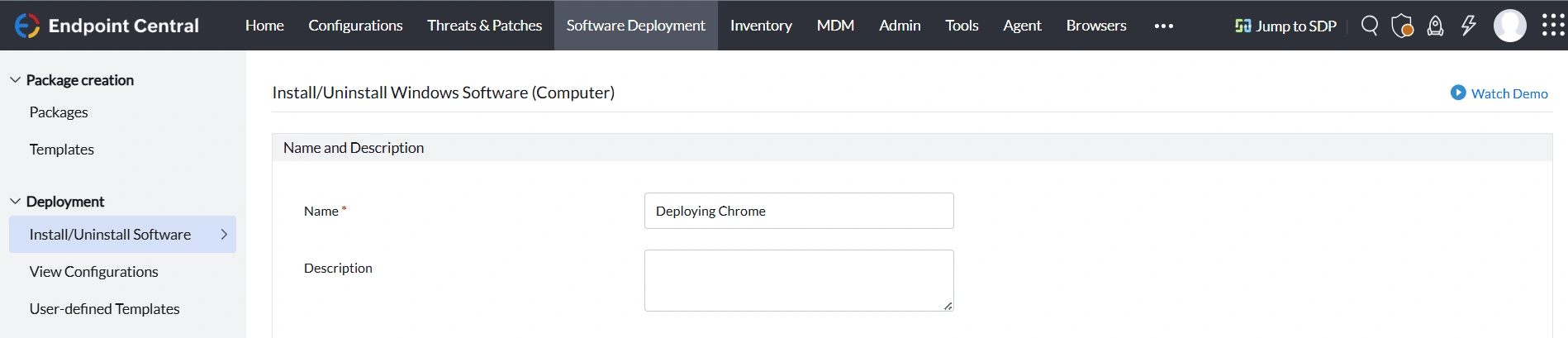 Name of the configuration Name of the configuration