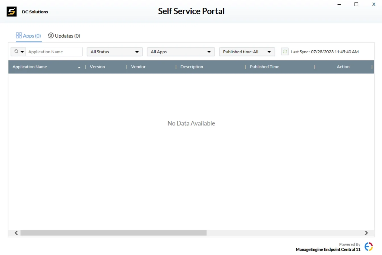 Self Service Portal displaying custom branding after rebranding
