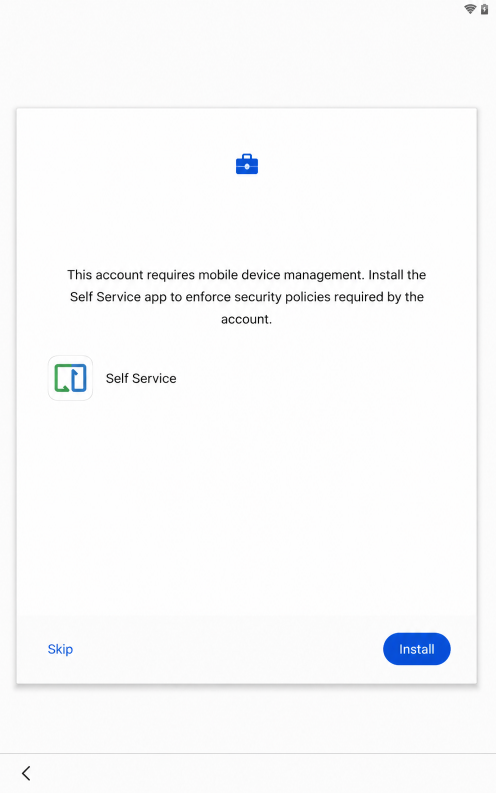 Screenshot: It will prompt the ManageEngine MDM app to get installed on the device. Click on Install