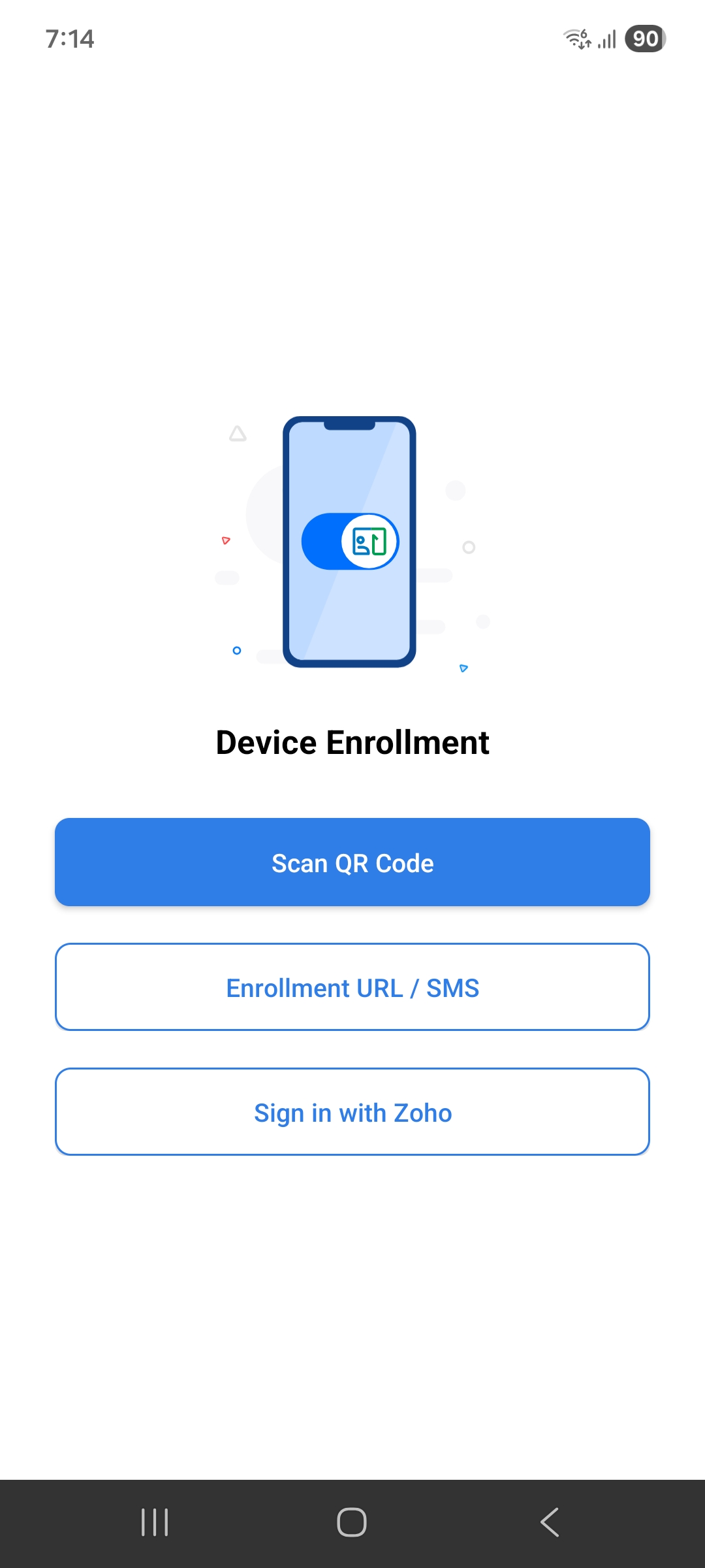 Android device enrollment — step 1 in ManageEngine MDM