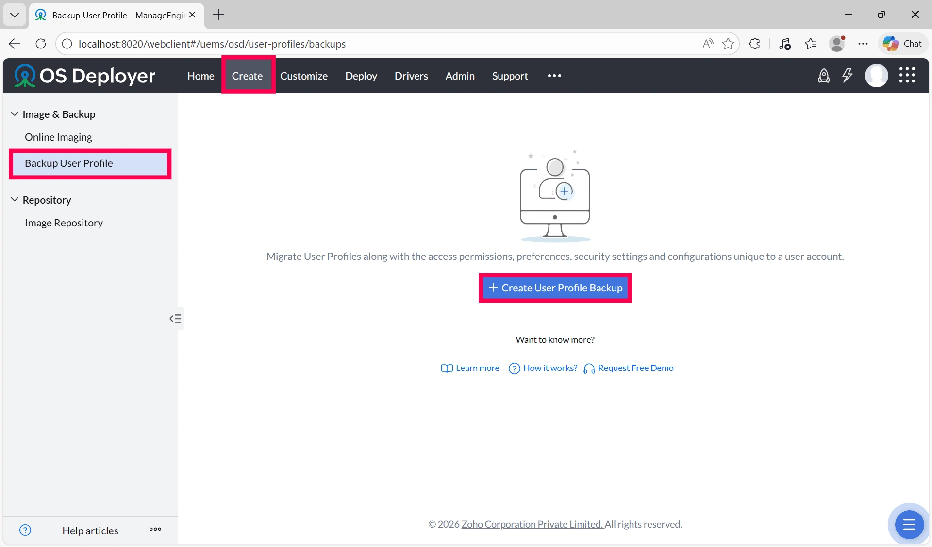 Backup user profiles 