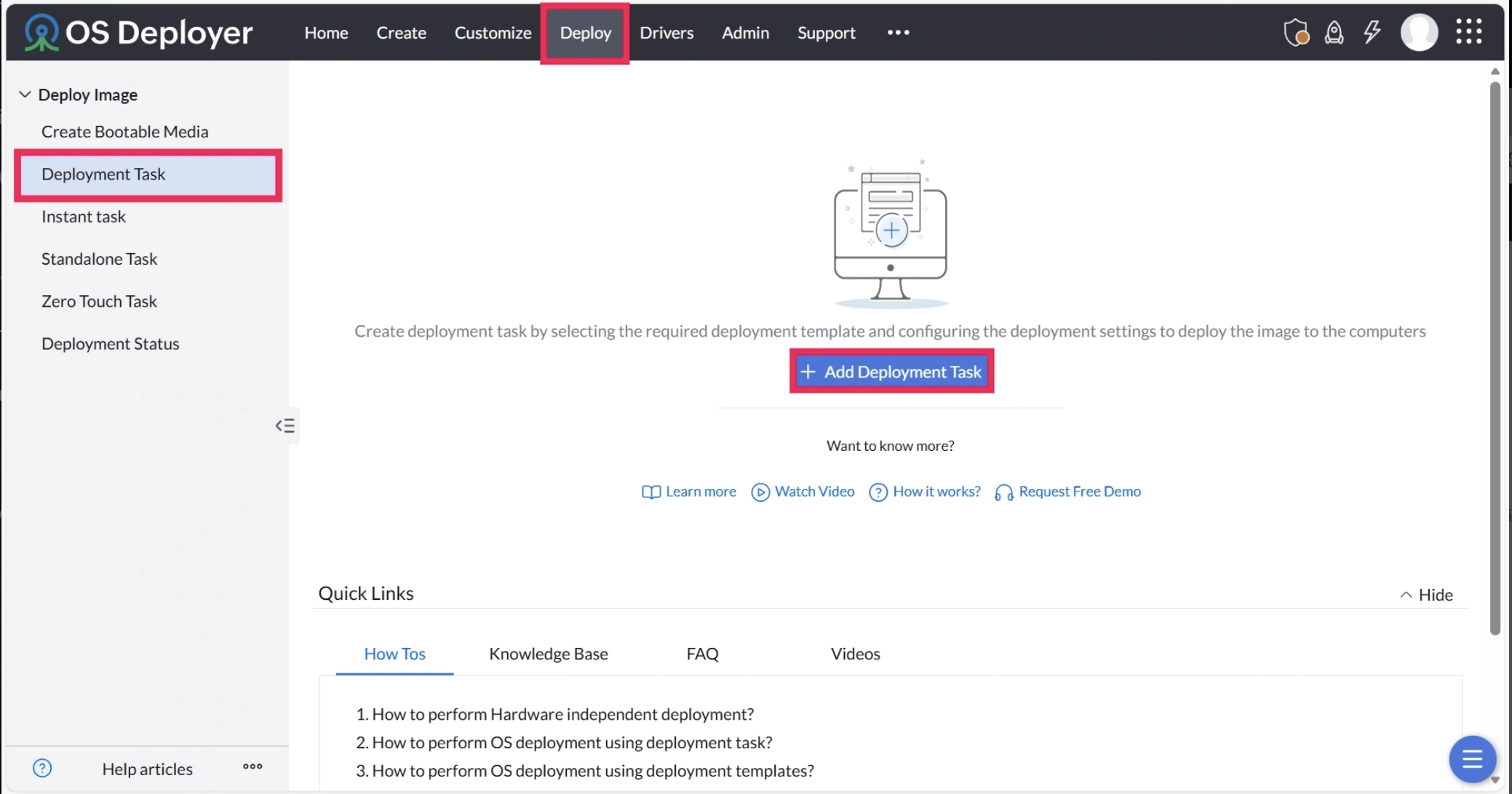 deploy-task-nav Navigation option for deployment via task