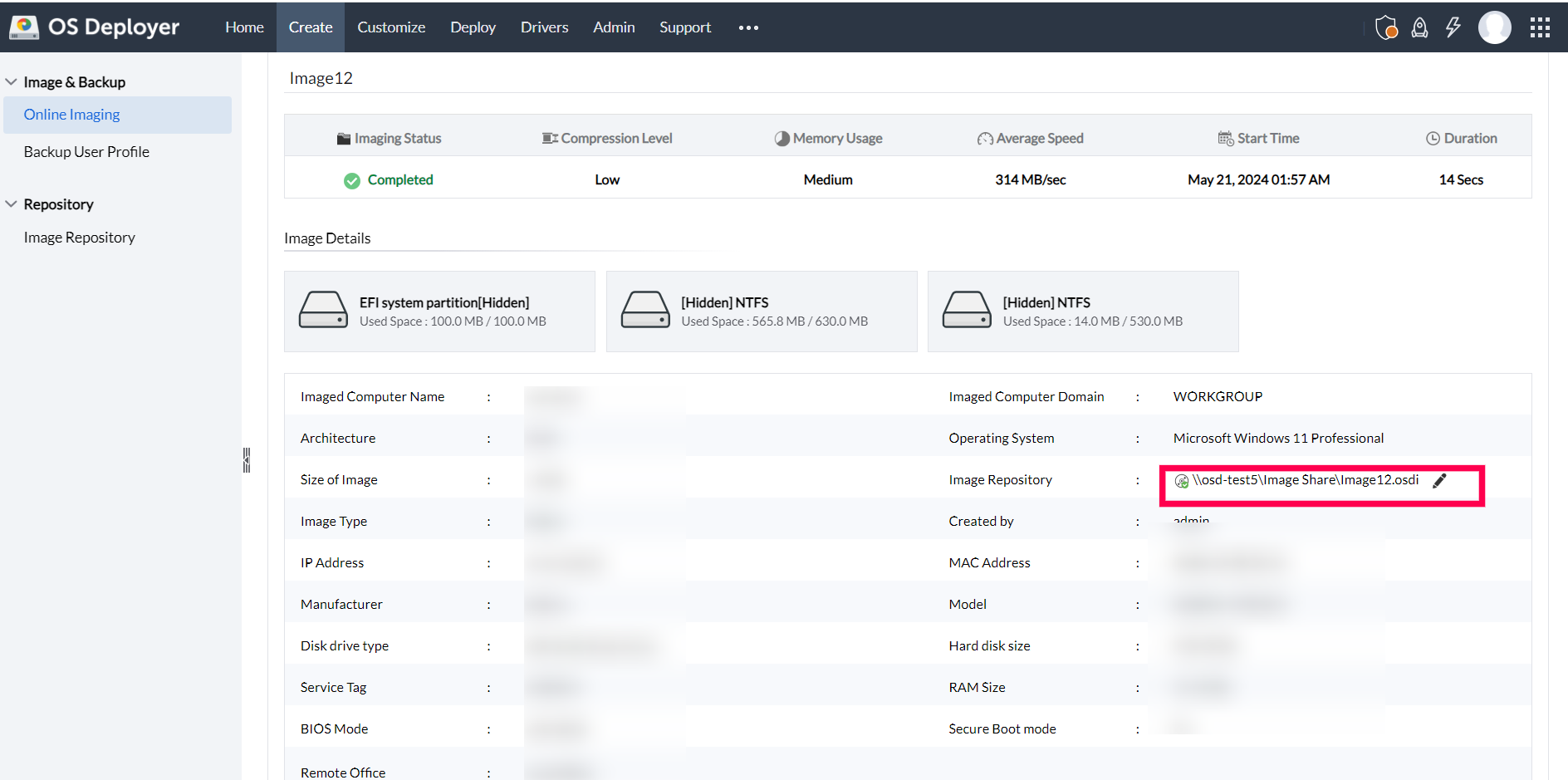 Image migration - ManageEngine OS Deployer