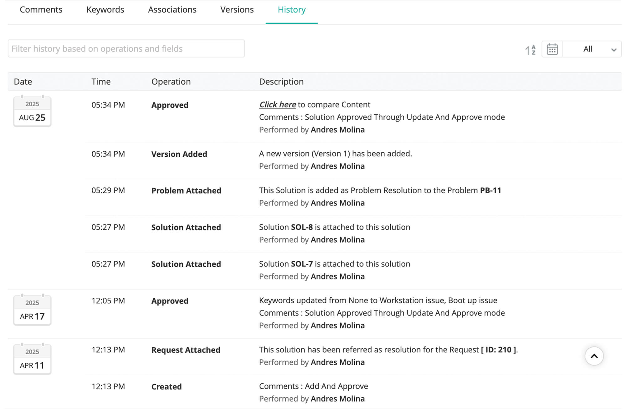 IT knowledge base software with solution reviews and expiration dates