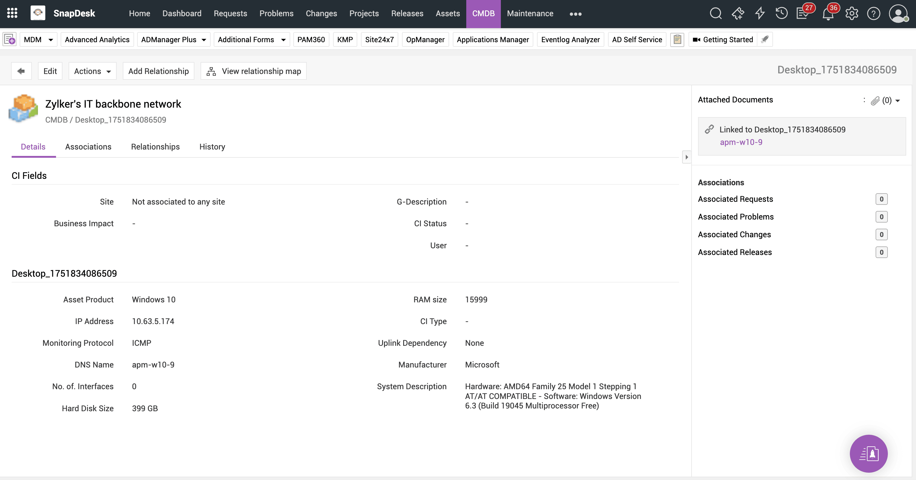 CMDB CI repository in ServiceDesk Plus Centralized CI repository in ServiceDesk Plus CMDB