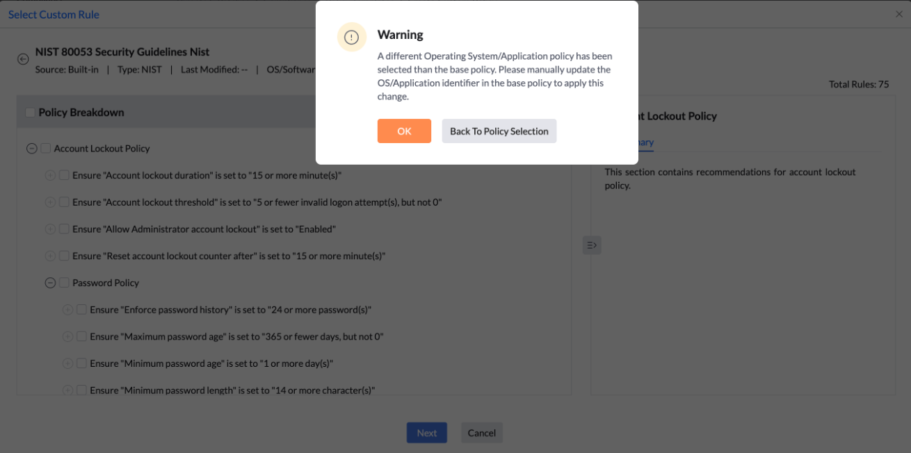 OS Software Identifier warning message