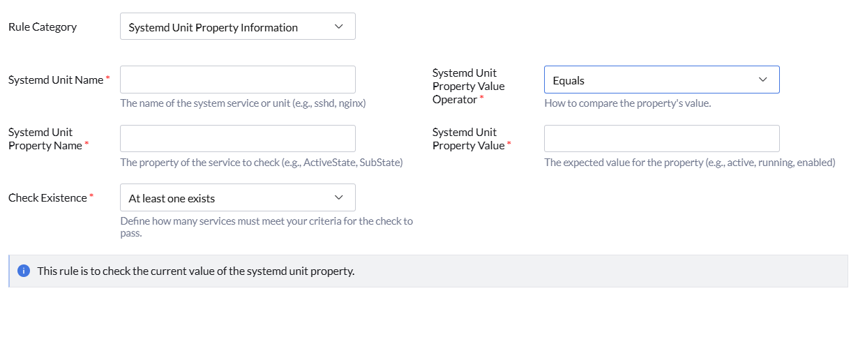 Systemd Unit Property Information rule