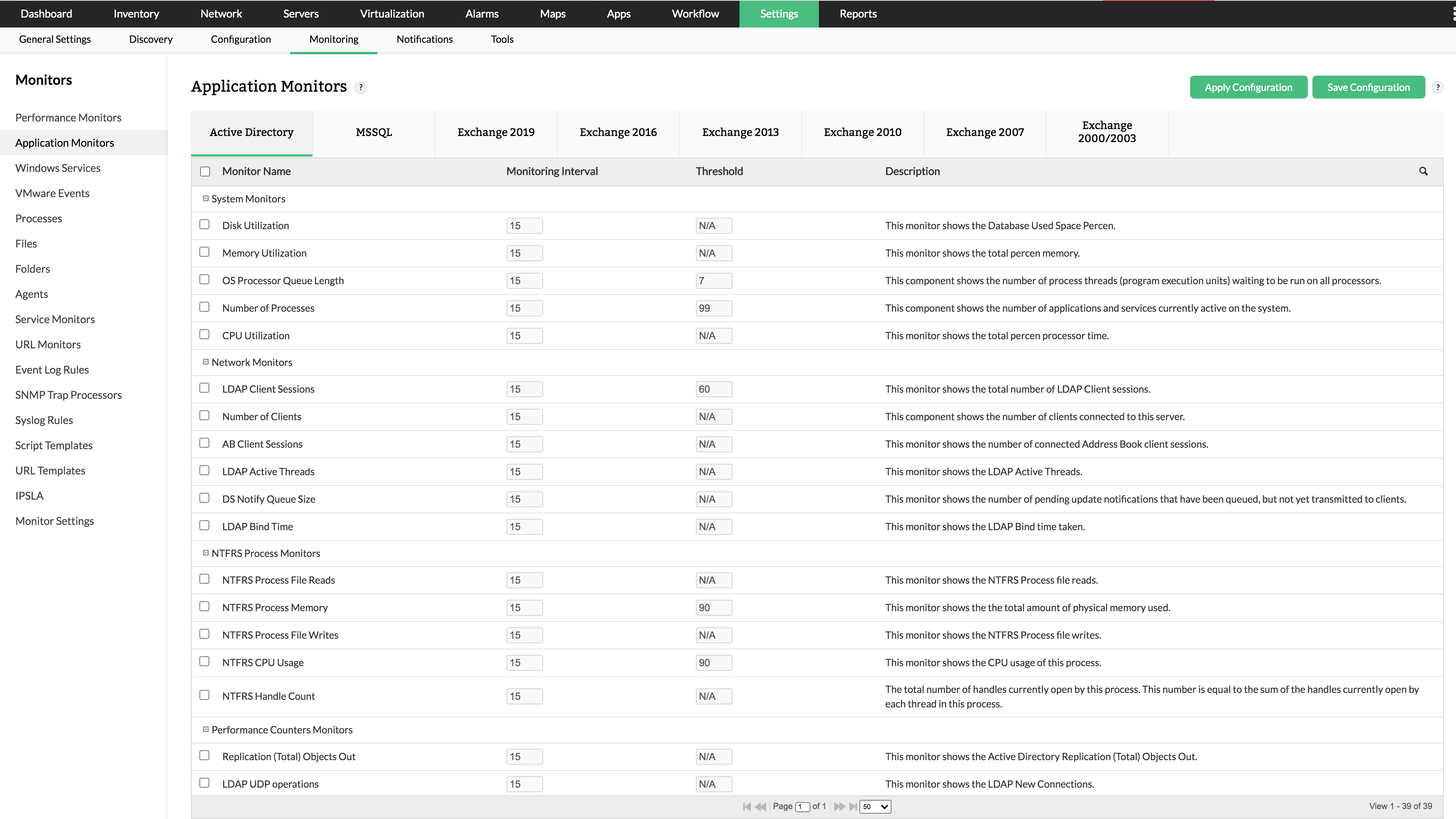 WMI Monitoring in OpManager: Microsoft Exchange Server monitoring