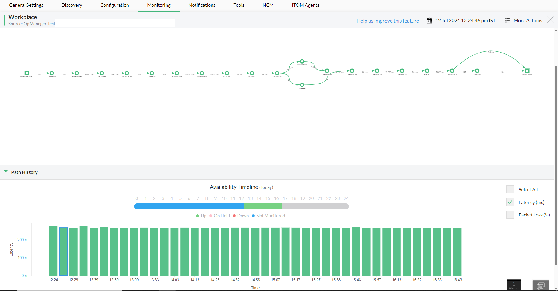 Uptime monitoring in OpManager: RCA profile