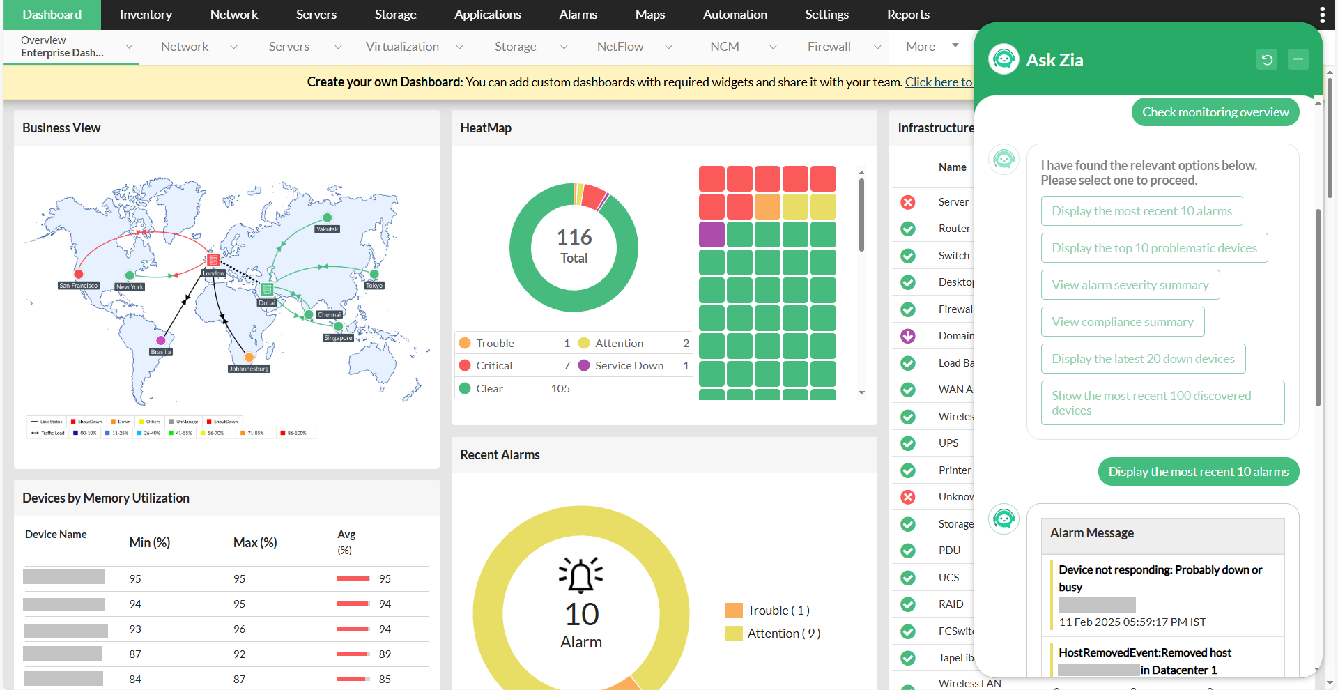 Zia Chatbot in OpManager: Effortless monitoring