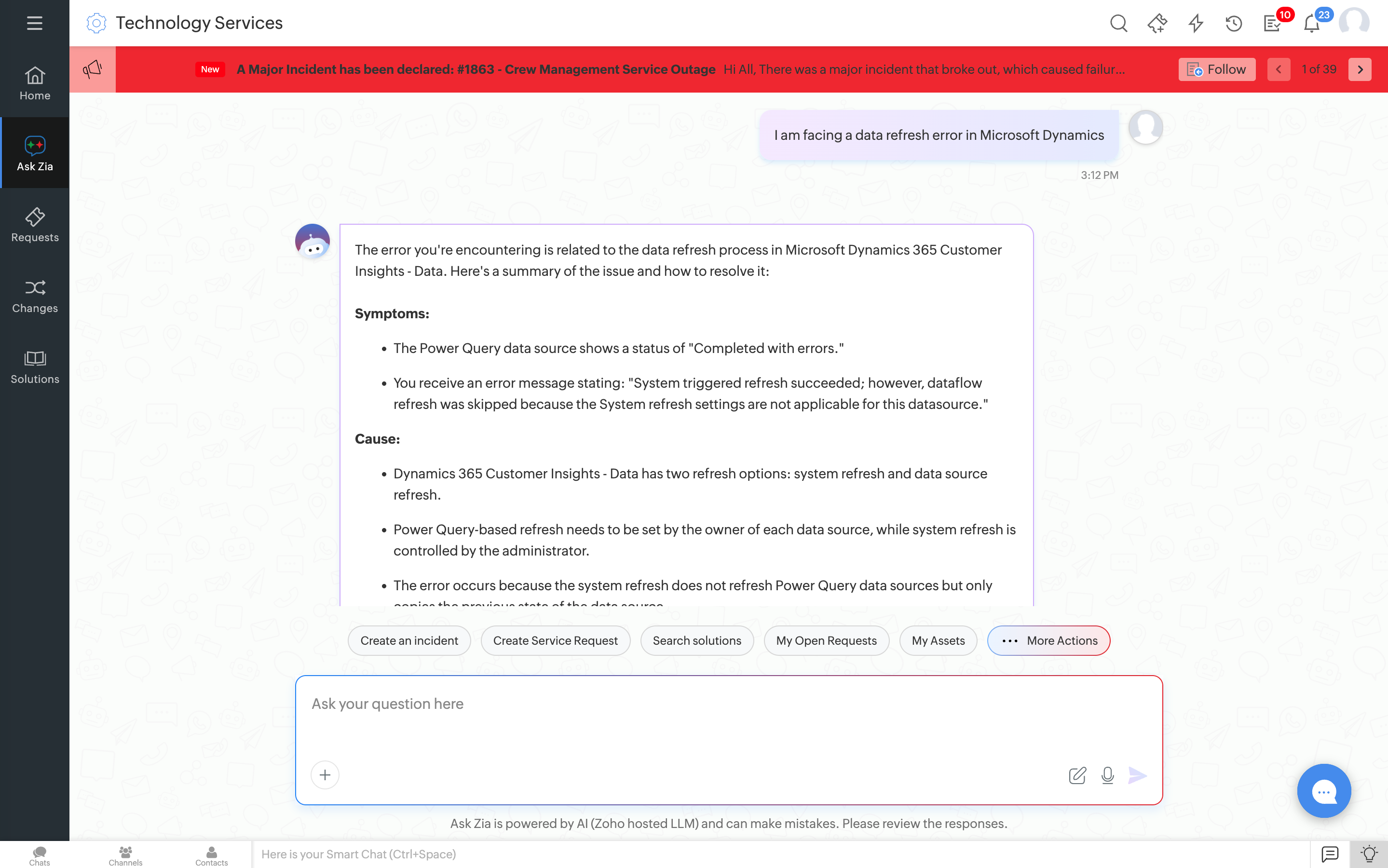 Zia solution recommendation