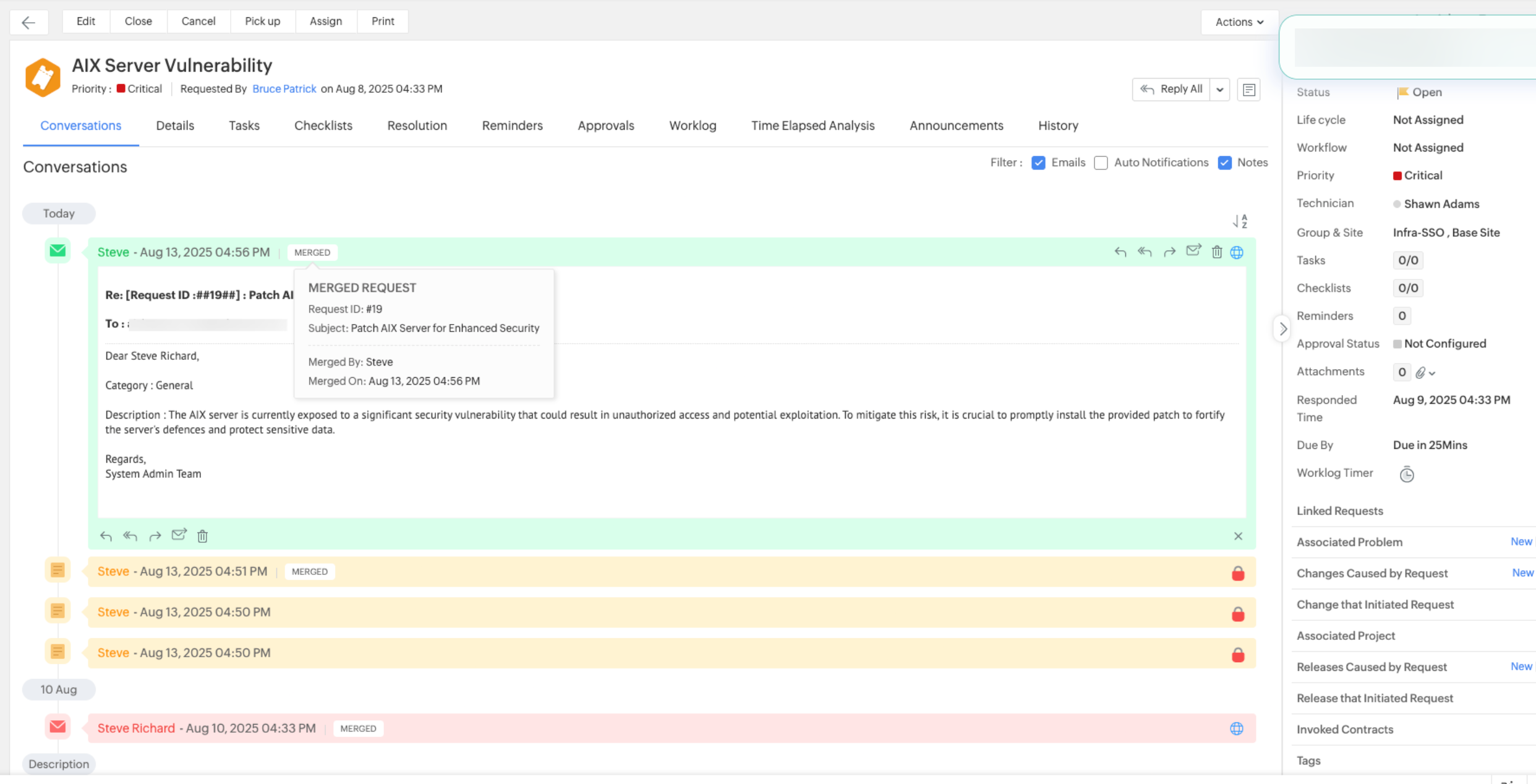 Merged Request Information in Parent Requests