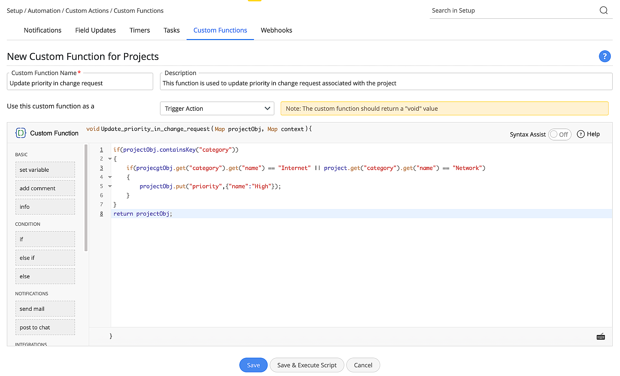 Custom functions