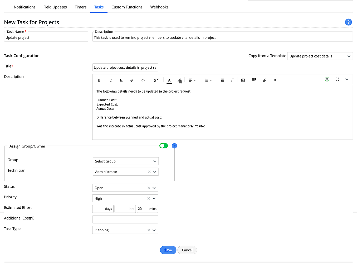 predefined values
