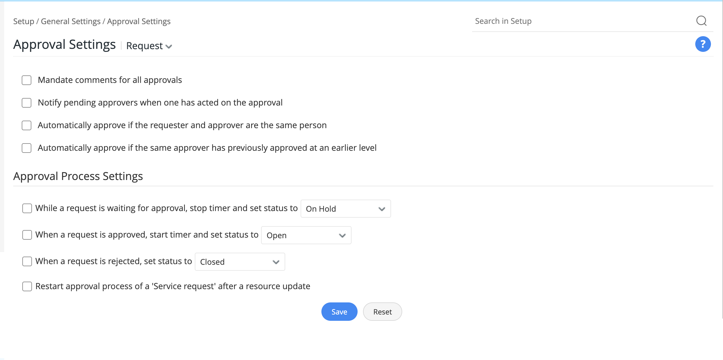Approval Settings
