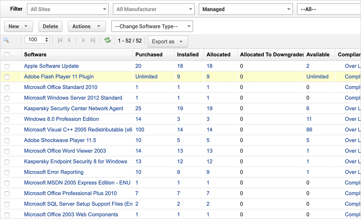 Software asset management tool