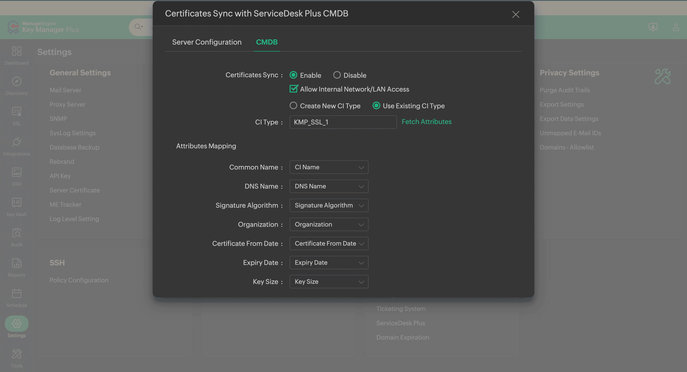 Syncing certificates to CMDB