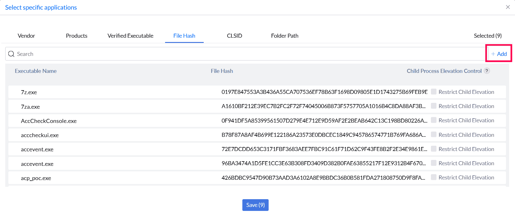 File Hash | Custom rule