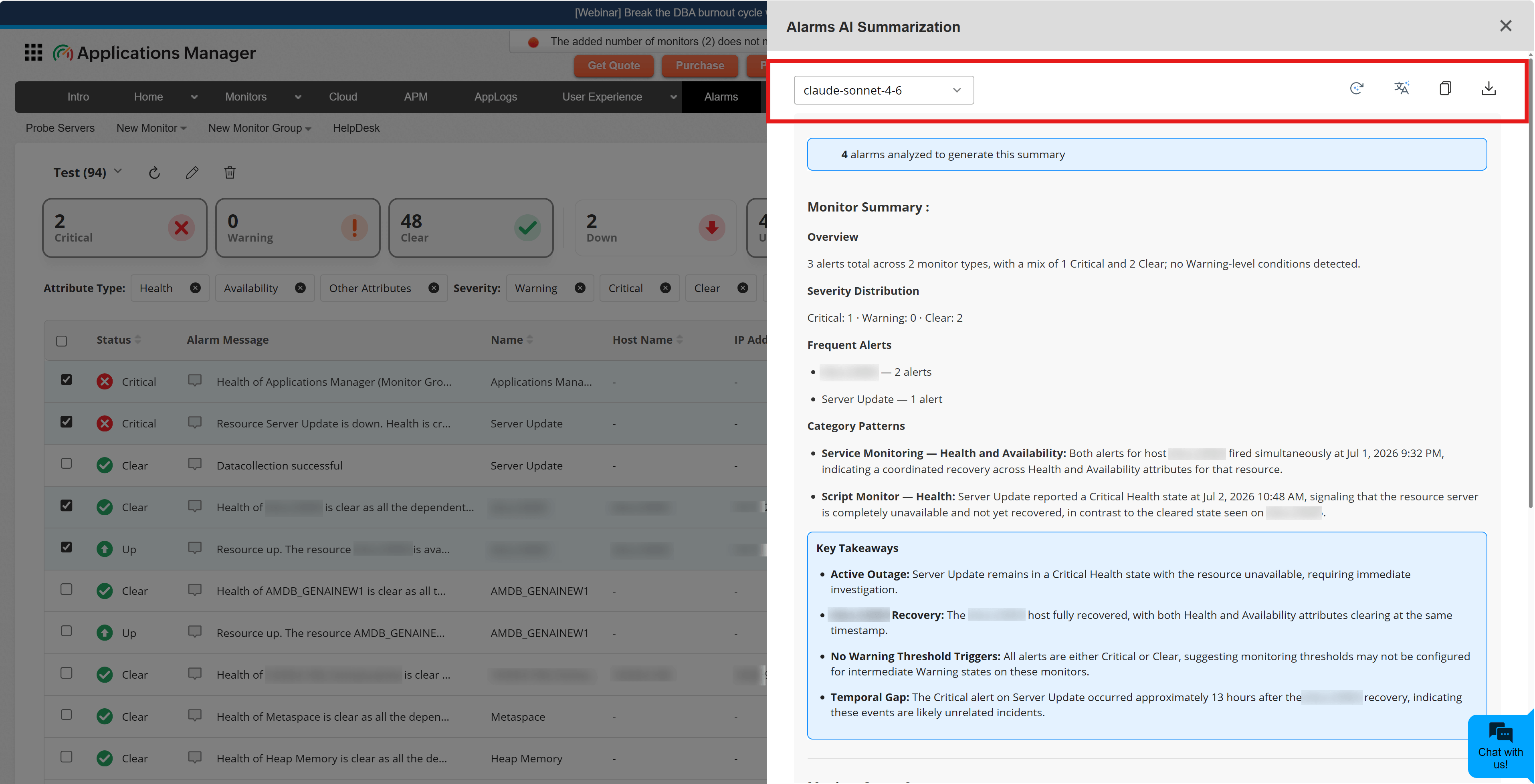 AI summary panel showing model selection, Regenerate, Summary Language, Copy, and Export to PDF options
