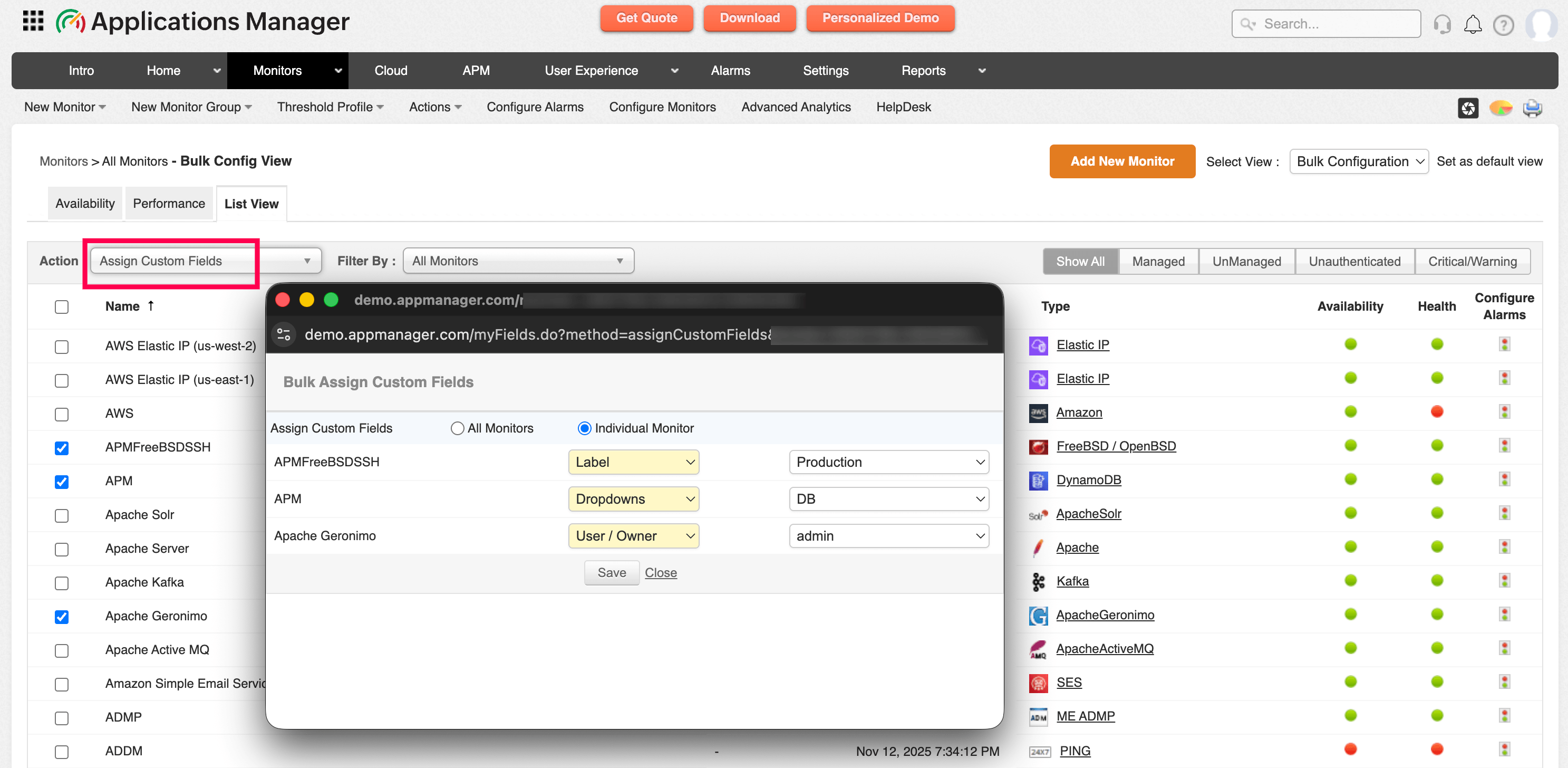 Bulk Configuration - Assign Custom Fields (Individual Monitor) Bulk Configuration - Assign Custom Fields (Individual Monitor)
