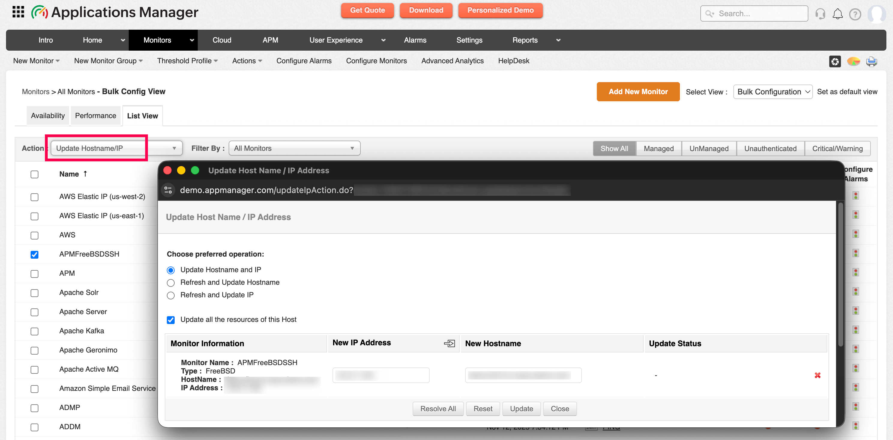 Bulk Configuration - Update Hostname/IP Bulk Configuration - Update Hostname/IP