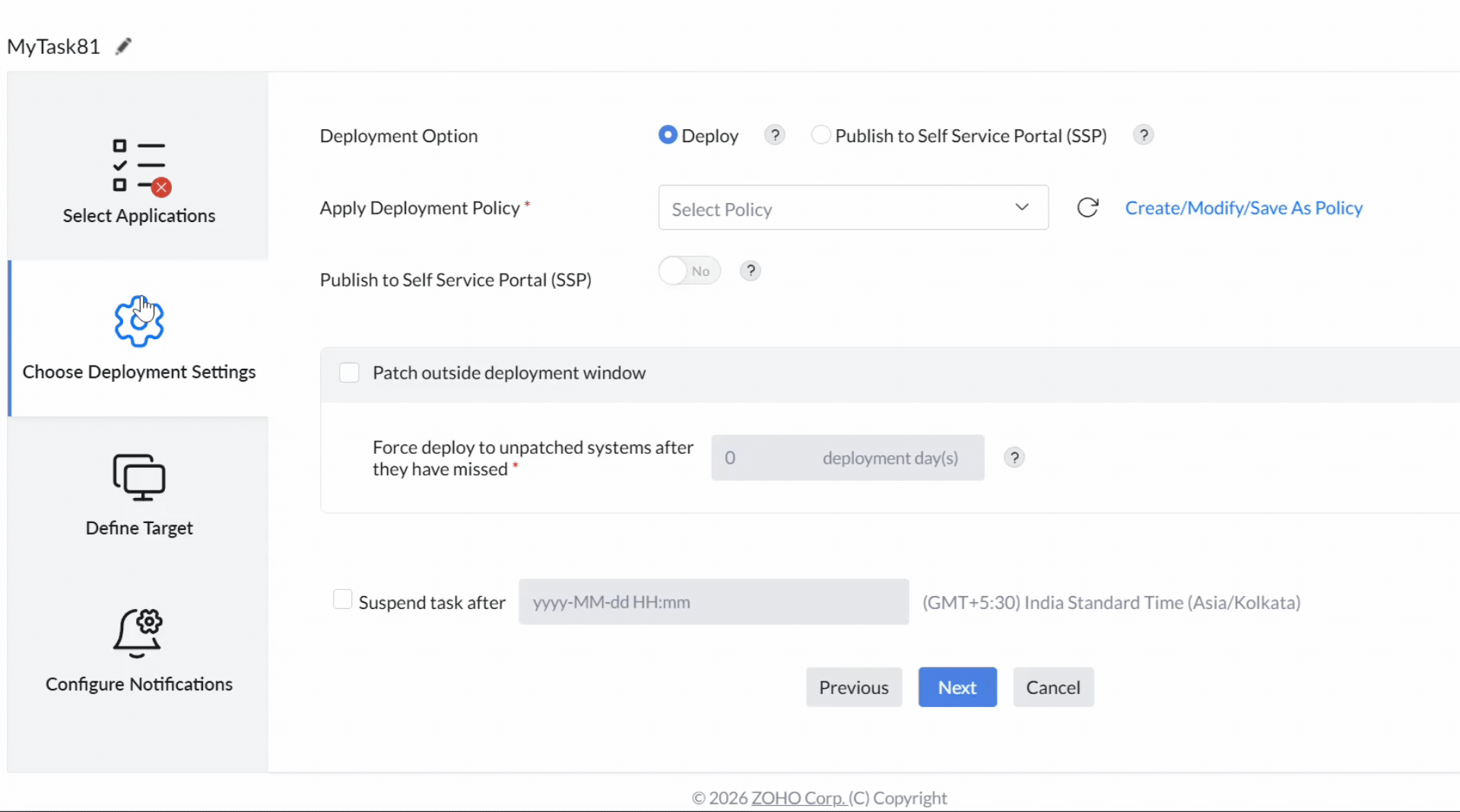Deployment Settings