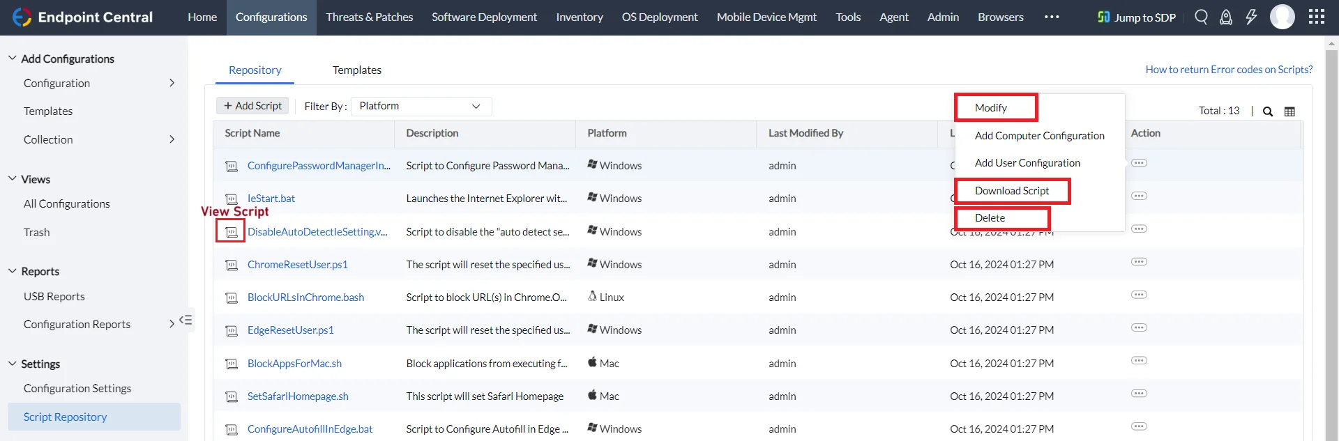 script template-add to repository