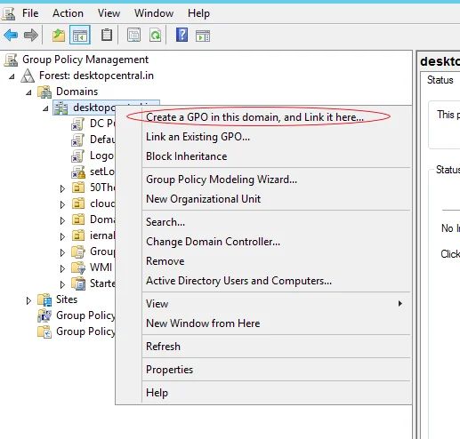 Create and link a GPO Creating and linking a new GPO in the Group Policy Management Console