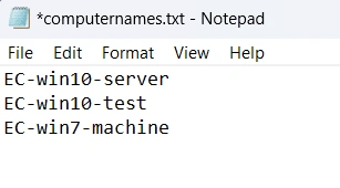 Updating the required computer names in the computernames.txt file