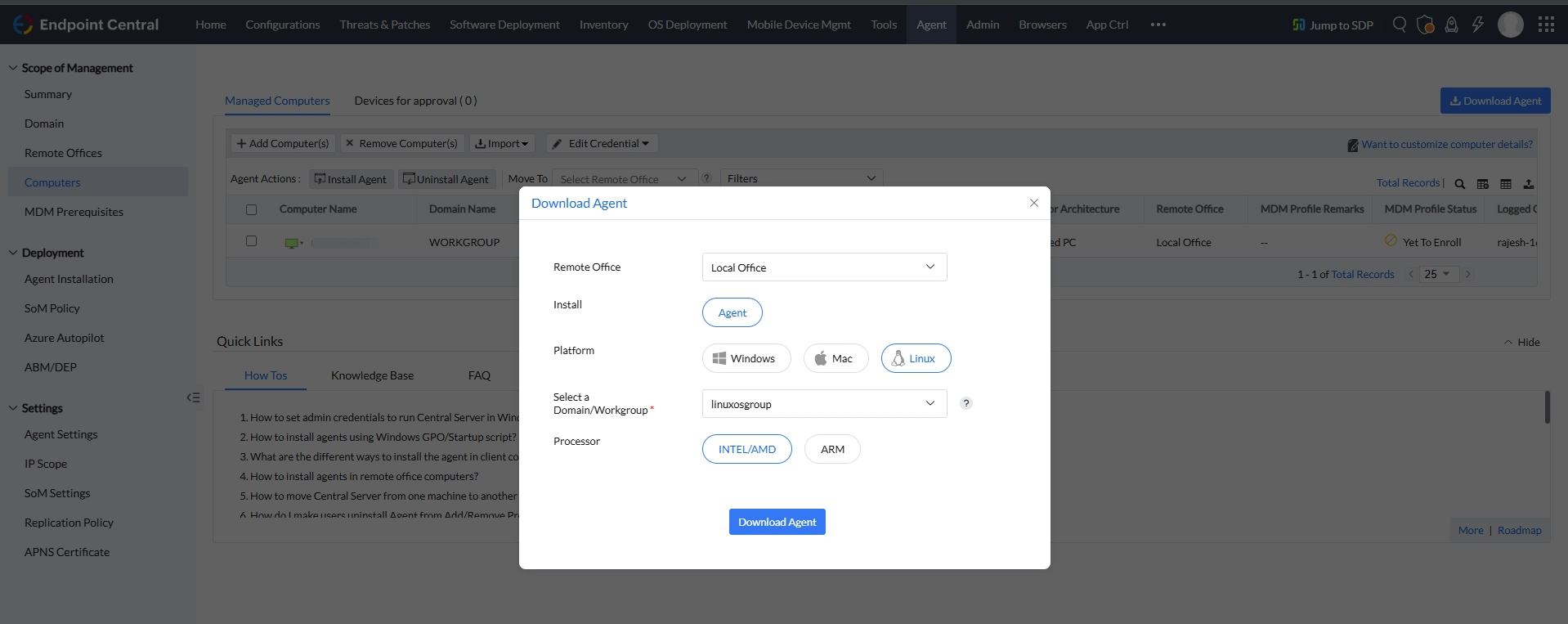download agent for linux devices endpoint central download agent for linux devices endpoint central