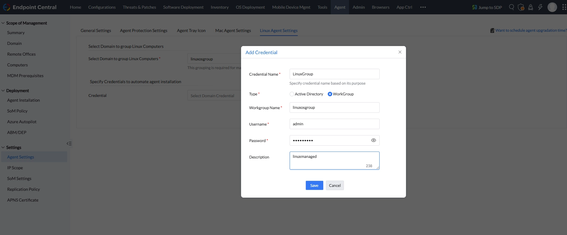 configure credentials for installing the linux agents remotely from the web console configure credentials for installing the linux agents remotely from the web console