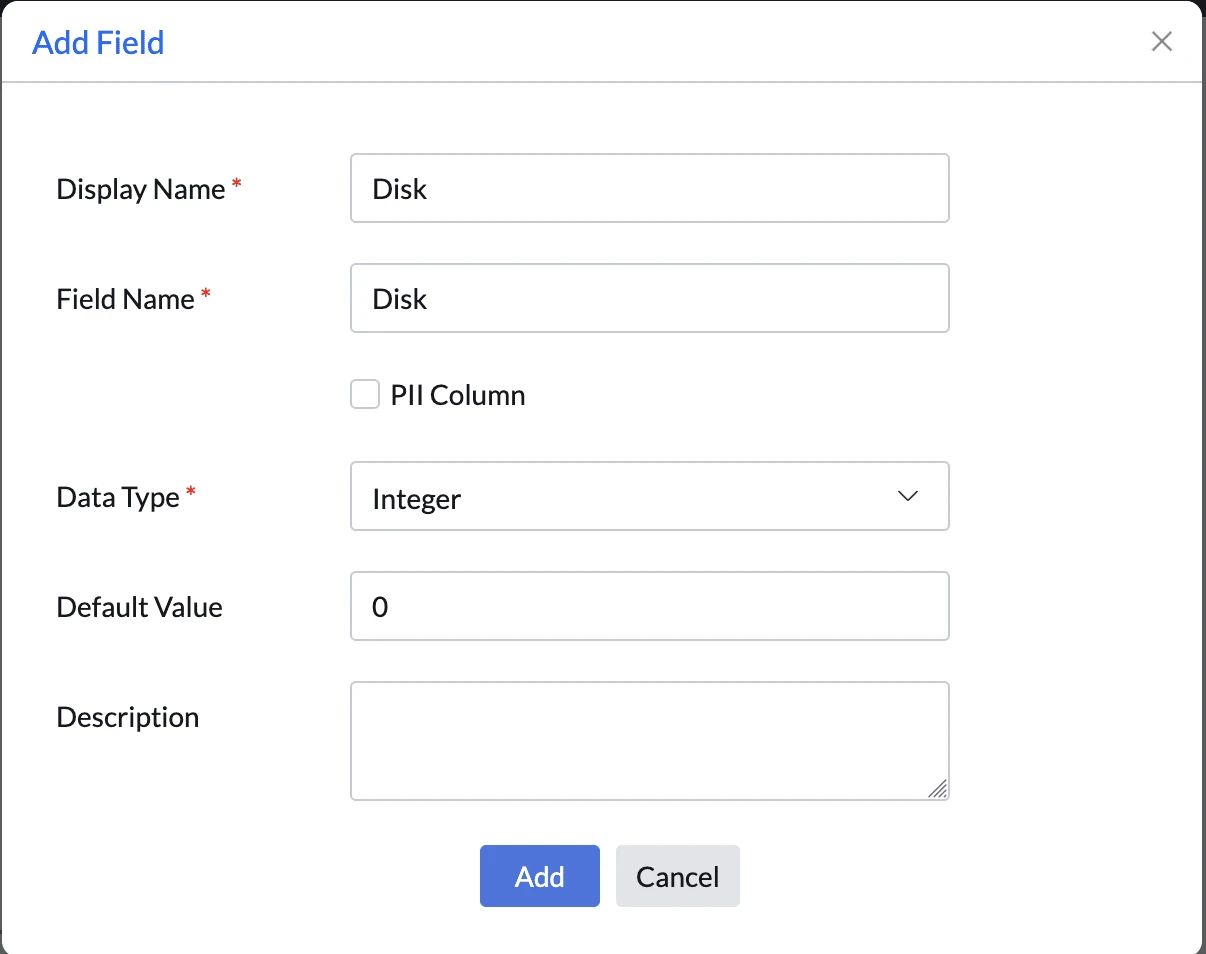 Add Field dialog in Sensors Add Field dialog in Sensors