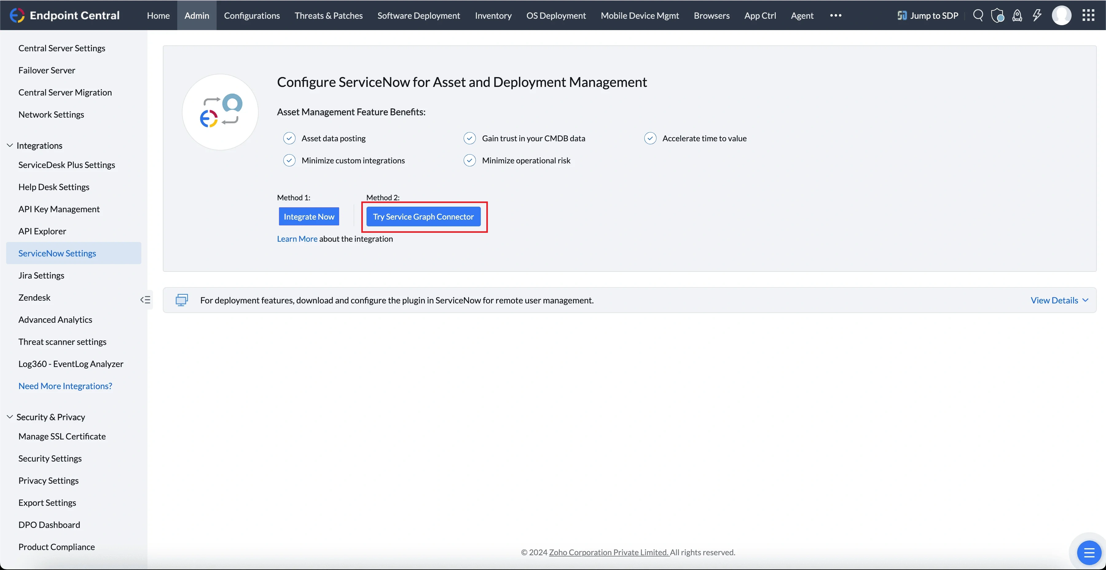 Service graph Integration Setup Step Service graph Integration Setup Step