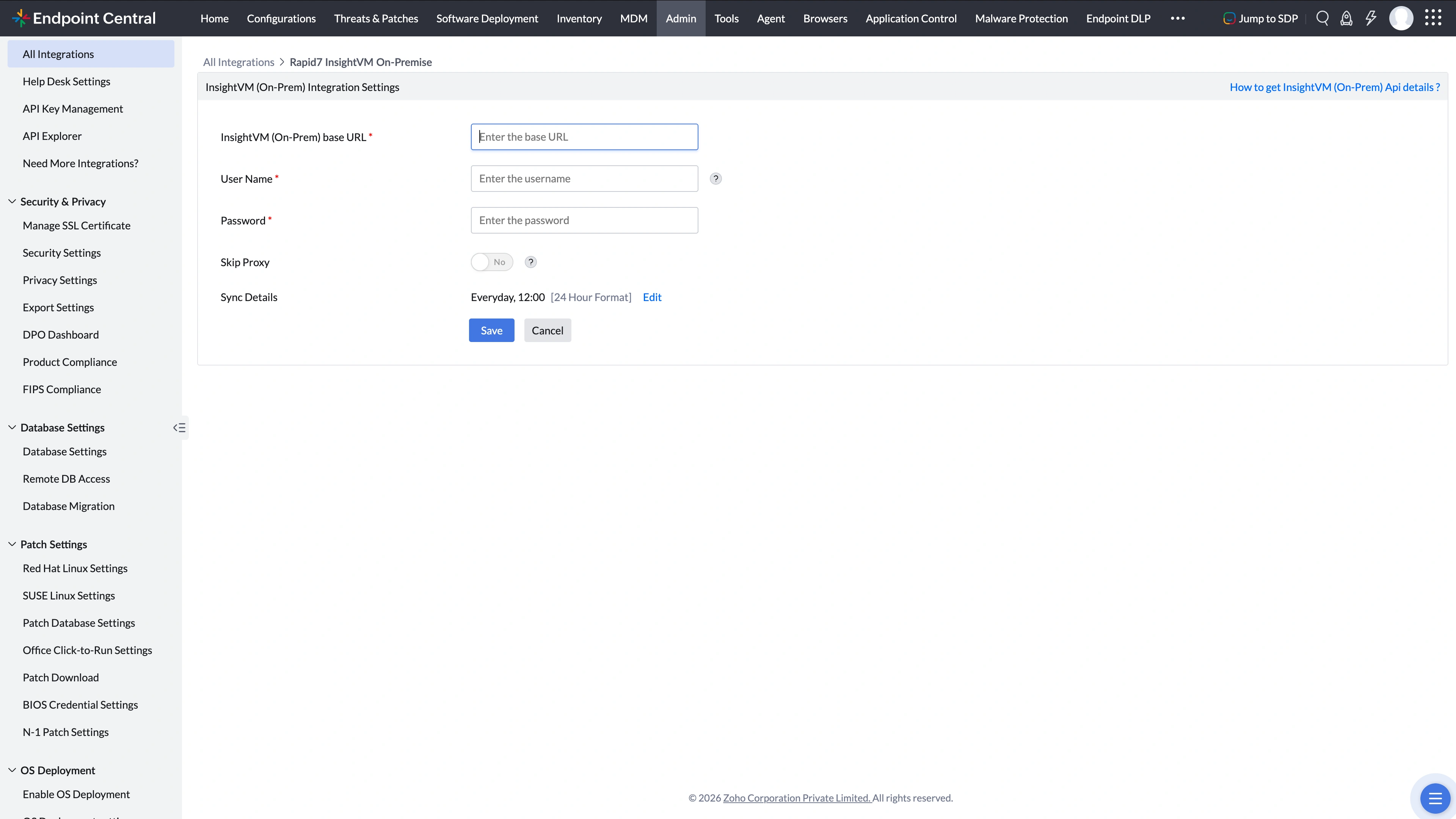 InsightVM (On-Prem) Integration Settings InsightVM (On-Prem) Integration Settings